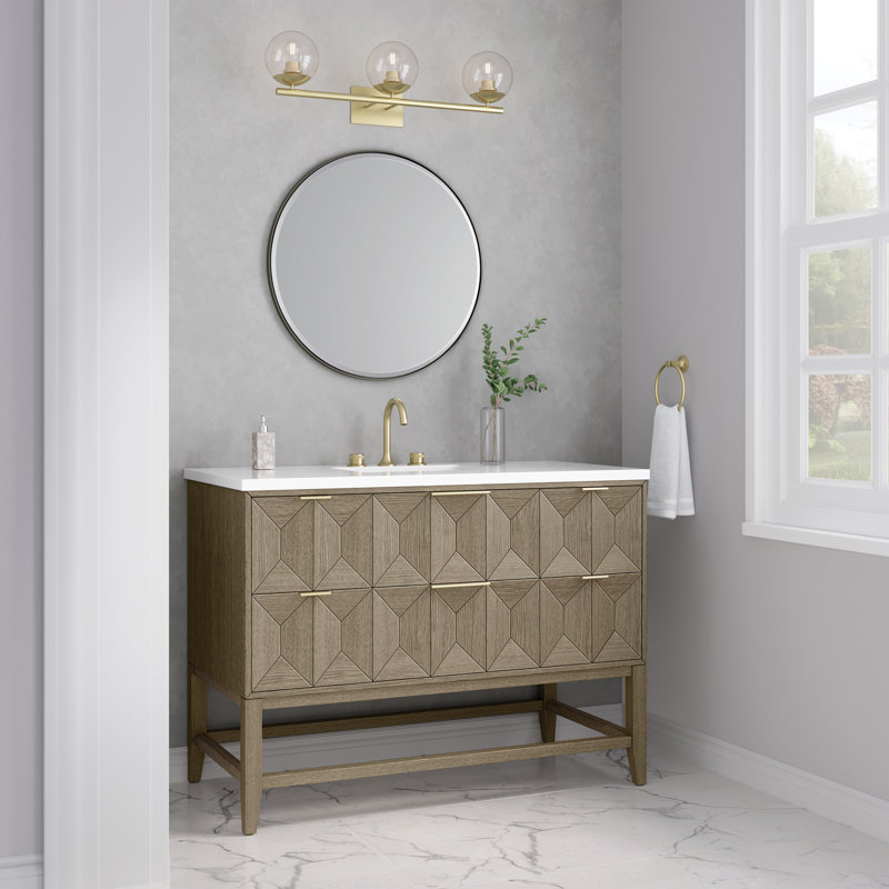 Emmeline 48'' Single Bathroom Vanity with Top, White Zeus, 8" Widespread