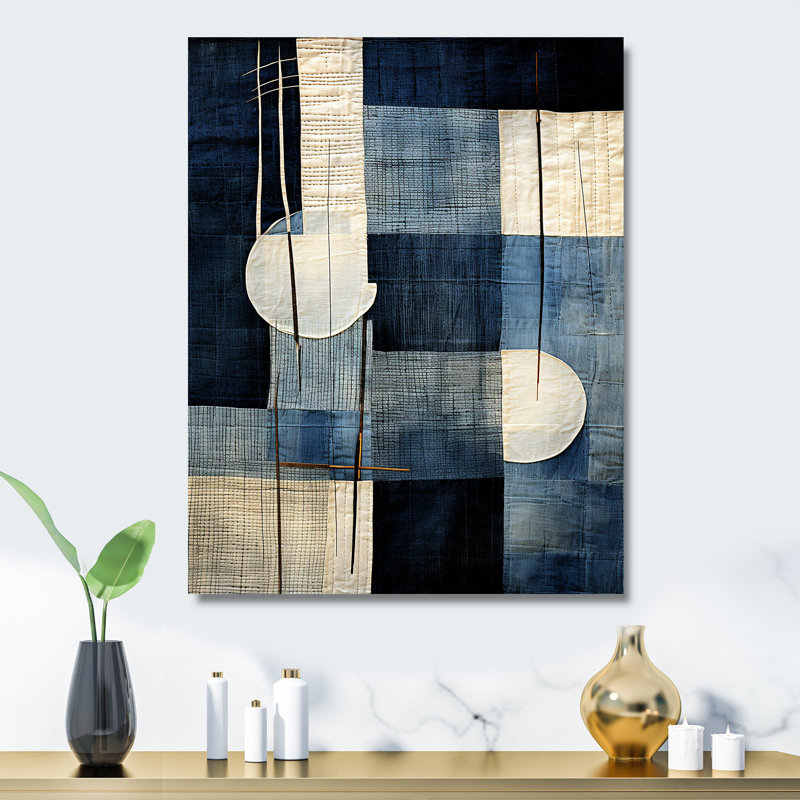 Blue Azure Geometric Collages - Abstract Collages Metal Wall Art, 20" H x 12" W x 1" D