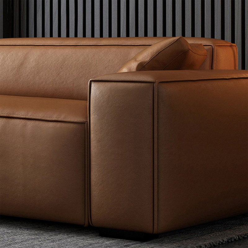 Causeuse-coussin standard en cuir véritable brun, Brun