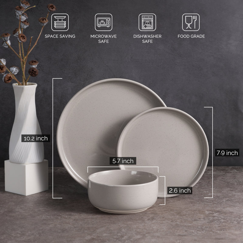 Service de vaisselle en grès Latitude Run®, ensemble de 18 assiettes et bols, vaisselle pour 6, Brun