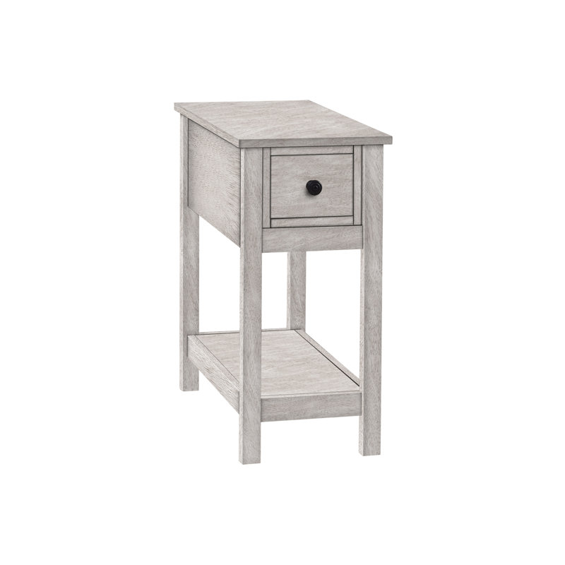 Table d'appoint, bout, table d'appoint, 2 niveaux, étroit, chambre à coucher, lampe, tiroir de rangement, placage gris