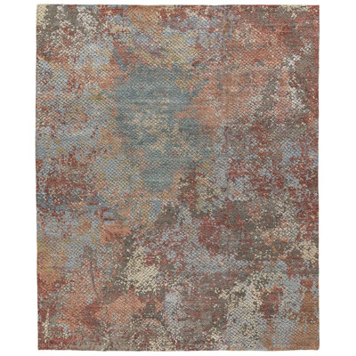 Foundry Abstract Area Rug in Blue/Red/Brown