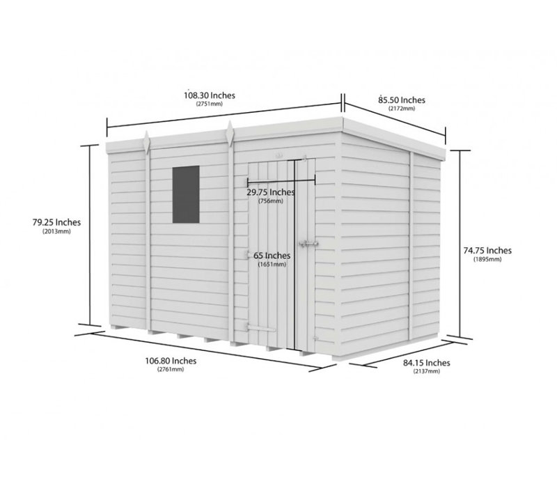 9x7 Pent Composite Shed