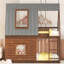 Lit superposé simple en bois avec toit et 2 fenêtres - Chêne et gris fumé, solide stabilité pour la chambre à coucher en gris, construction solide