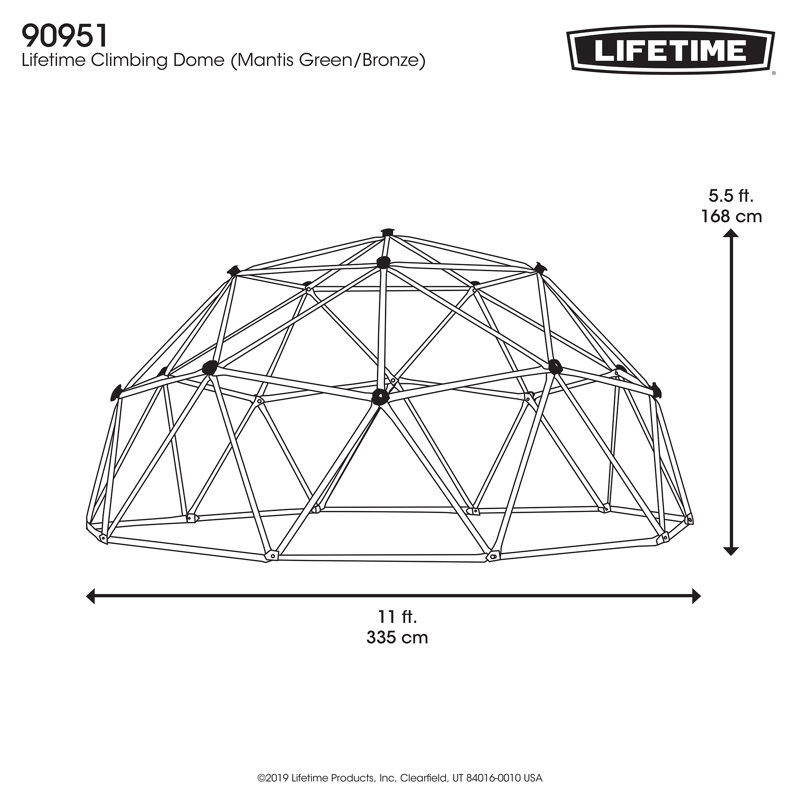 Lifetime Climbing Dome, Green/Black, 167.64cm H x 11cm W x 11cm D