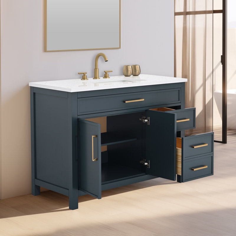 Wenniah 42" Single Vanity, Vintage Blue/Brushed Bronze