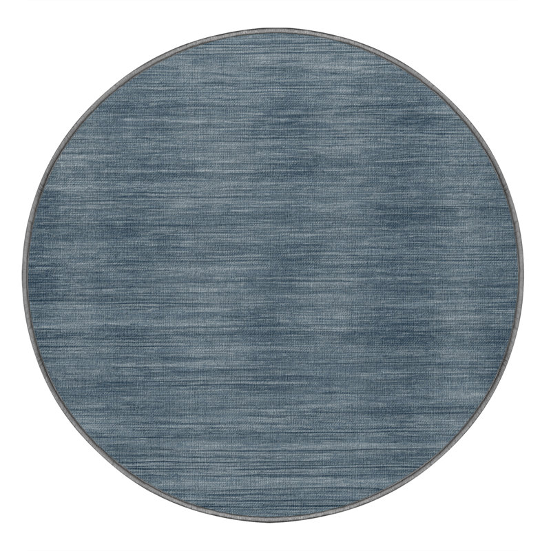 Machine Washable Solid Gray Area Rug, Round 4'