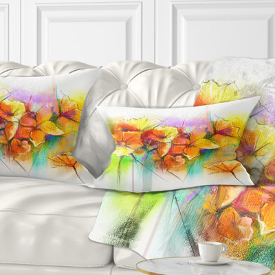 Gerbera et marguerites jaune vif - Coussin décoratif à imprimé floral