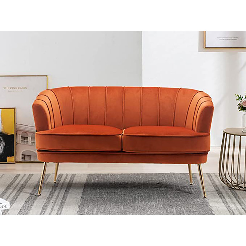 Ledgerwood Velvet Armchair, Orange Velvet