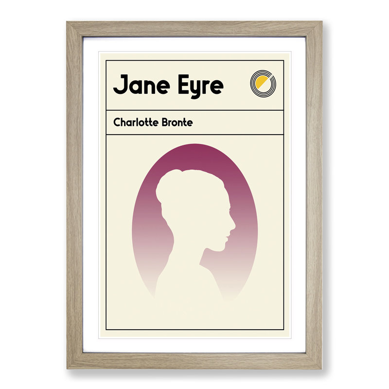 Book Cover Jane Eyre Charlotte Bronte - Picture Frame Graphic Art, Oak, 48cm H x 36cm W x 2cm D