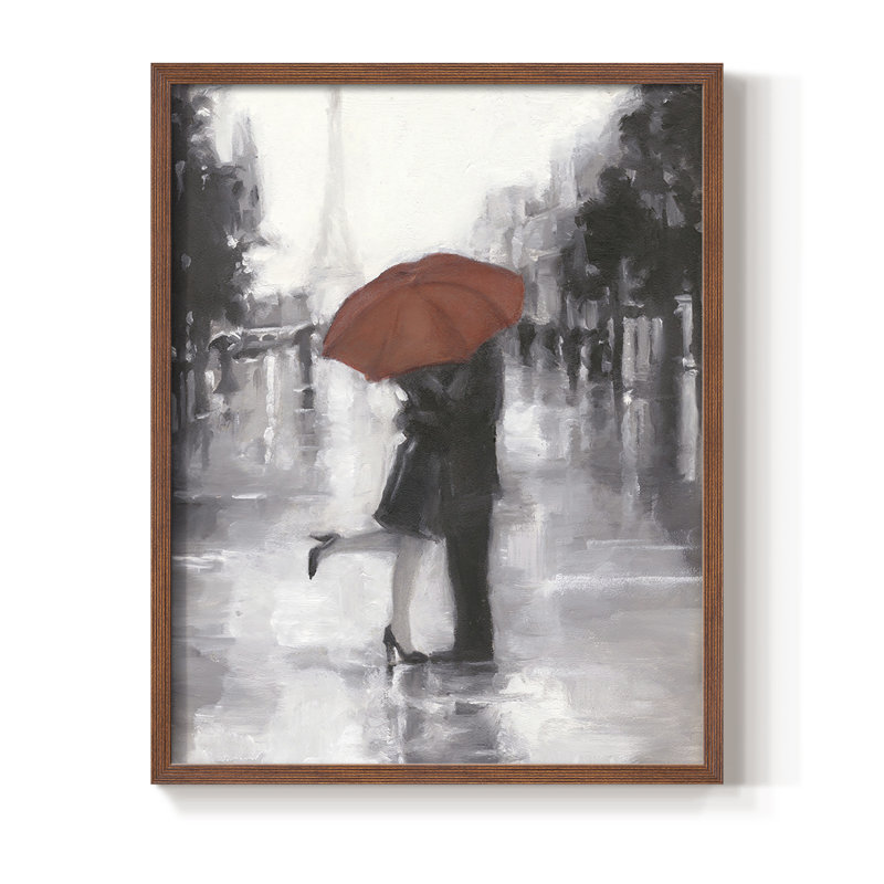 «Caught in the Rain», reproduction encadrée - bois massif, Brun, H 10 po x l 8 po