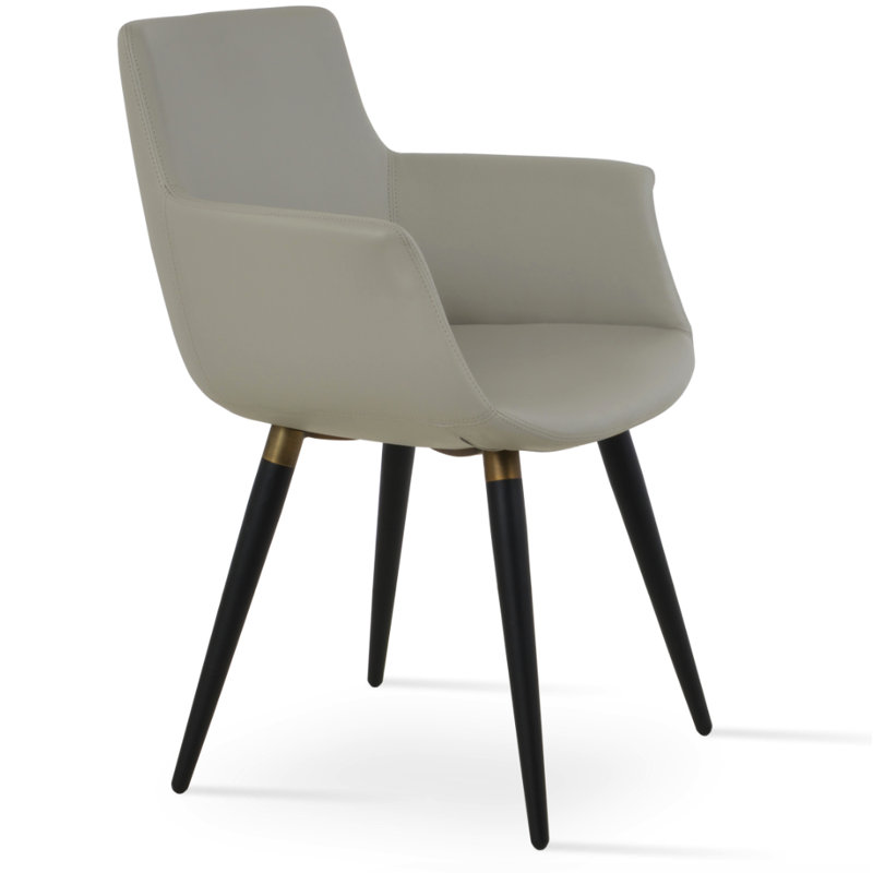 Bottega Arm Chair, Light Gray, Black/Gold