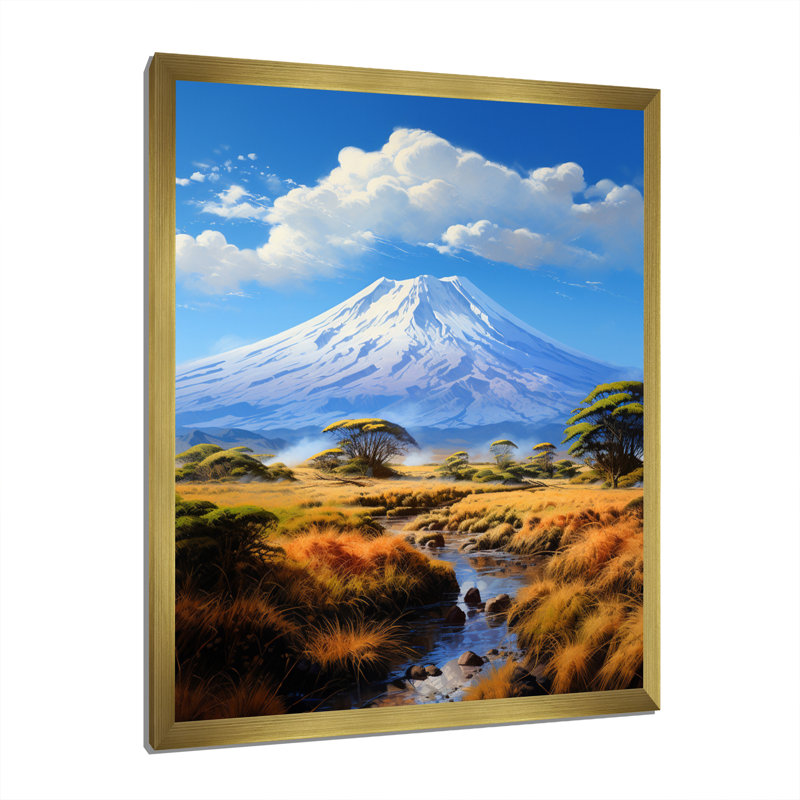 «Audrieanna African Kilimanjaro Heights», reproduction sur toile, H 20 po x l 12 po x P 1 po, Cadre photo doré simple