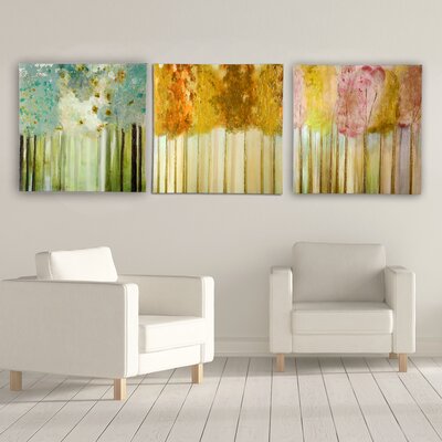 Lakeside - Morning Light - Soft Orchid' by Susan Jill 3 Piece Framed Painting Print on Wrapped Canvas Set -  Ivy Bronx, IVBX2943 42692679