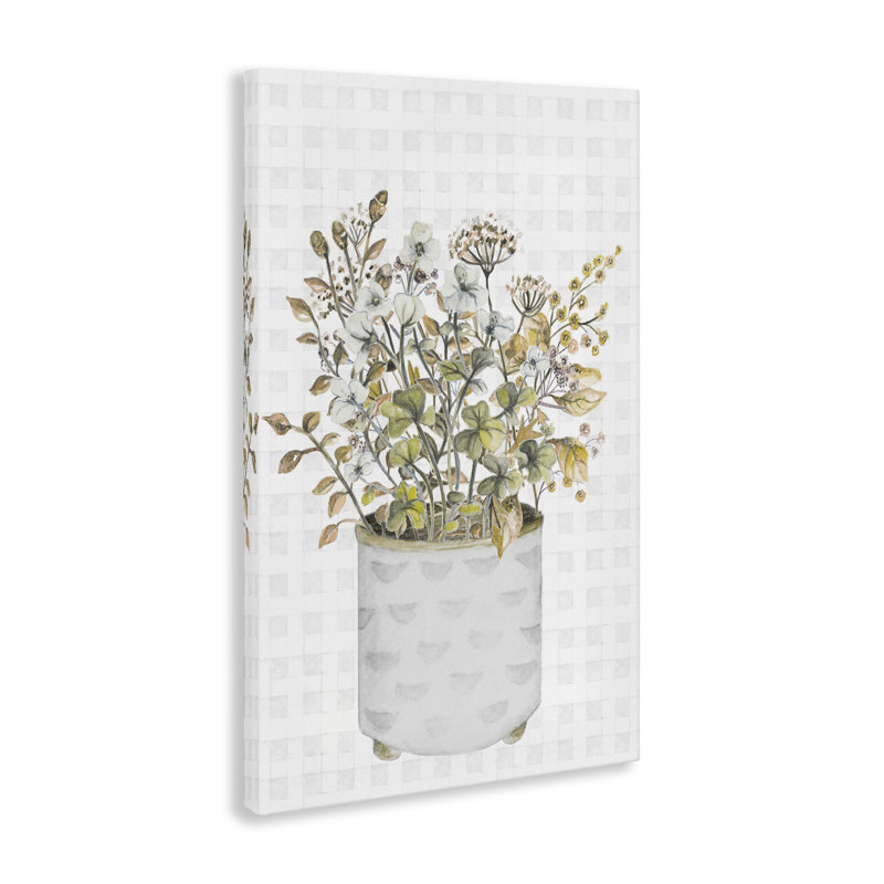 «Neutral Pots Wildflowers», art mural sur toile par Janice Gaynor, H 30 po x l 20 po