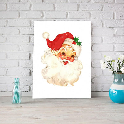 Christmas Wall Art Canvas Decor, Vintage Santa Pictures For Wall,Santa Wall Art Decor,Christmas Wall Decorations, Vintage Christmas Decorations,11X14 Framed