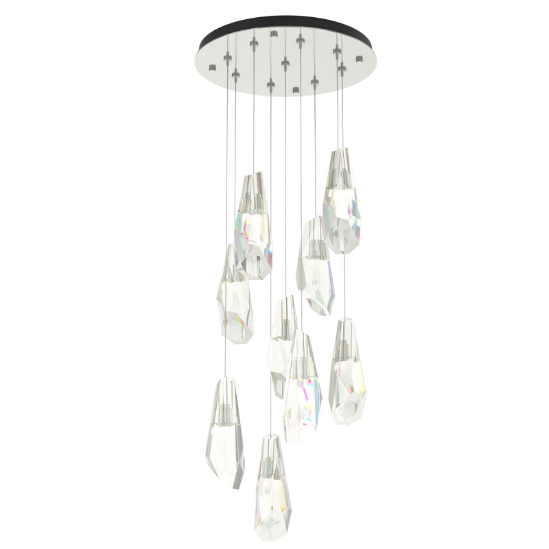 Luma 9 - Light Crystal Pendant, Sterling, Standard: 16" - 80"