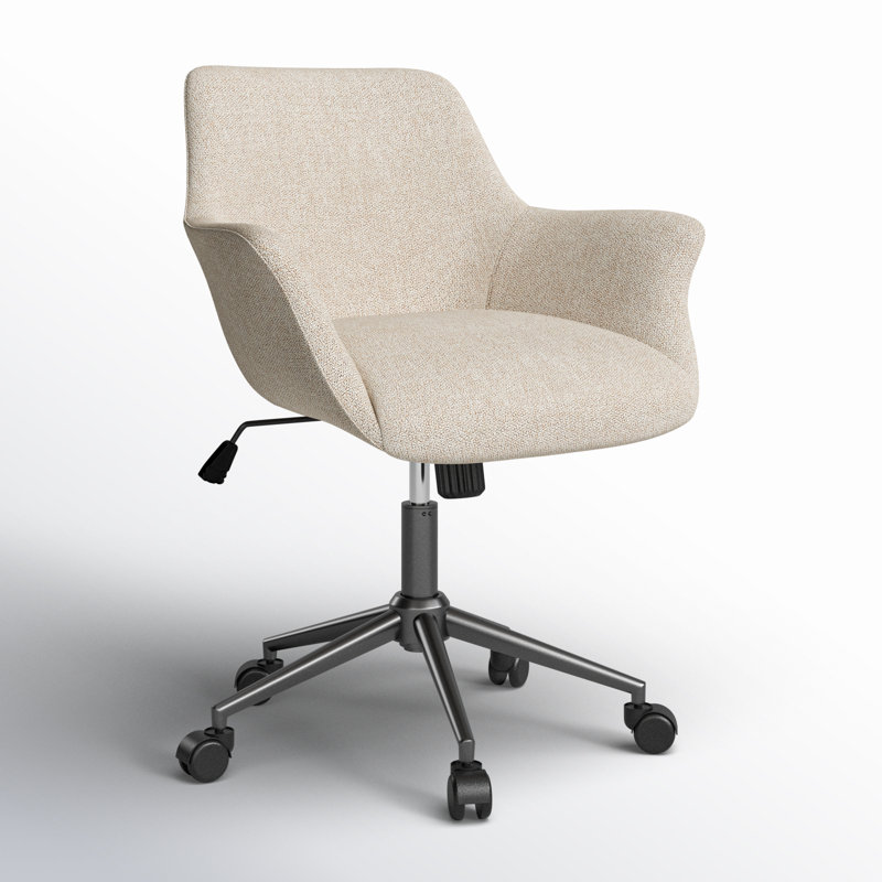 Palina Swivel Office Chair with Padded Arms , Strata Cream