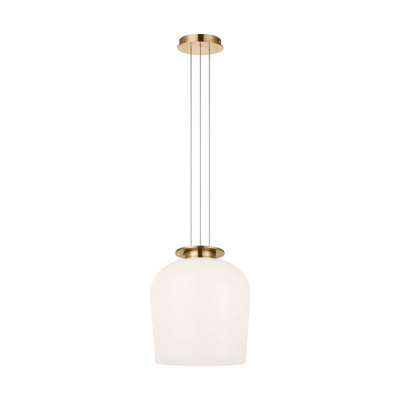 Vetro 1 - Light LED Pendant, Hand Rubbed Antique Brass