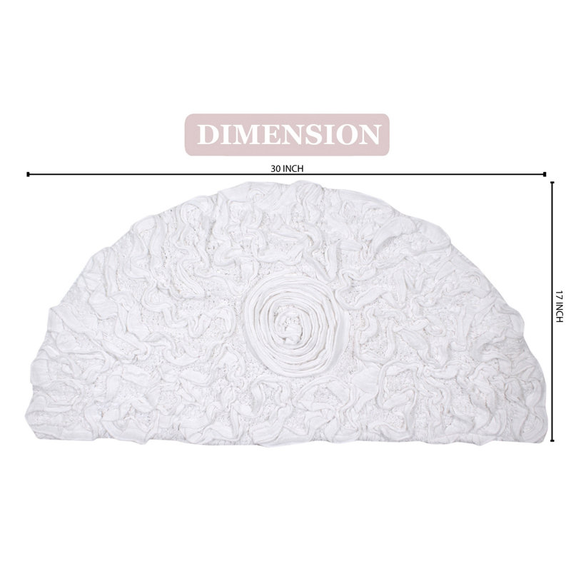Tapis en demi-lune lavable à la machine 100% coton Franciska Home Weavers - 17 po x 30 po, Blanc