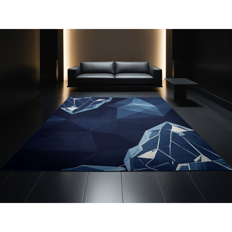Tapis bleu moelleux moelleux et luxueux Fairwinds, 8 x 12