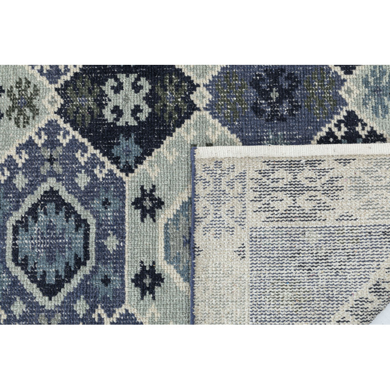 Tapis bleu noué à la main Wandsworth Amira - 5 pi x 8 pi