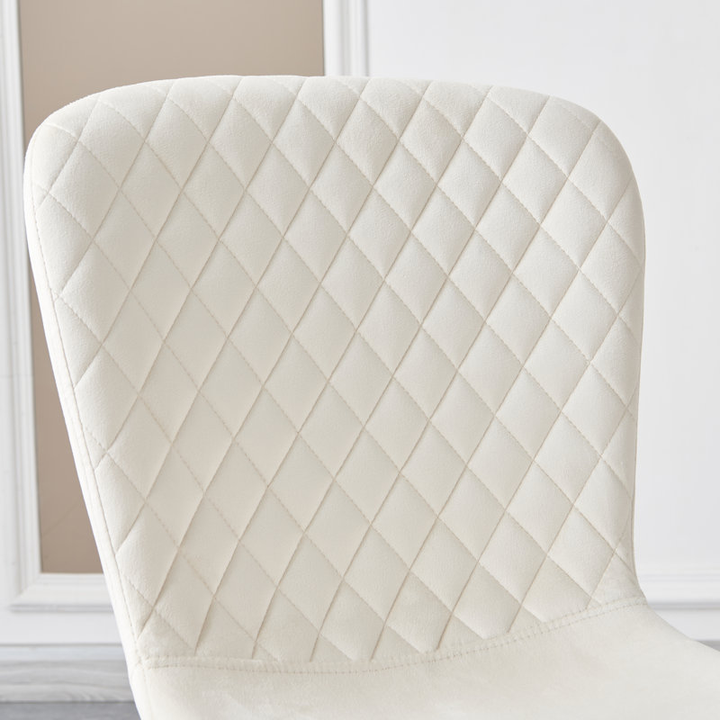 Modern Upholstered Armless Velvet Dining Chairs, Beige