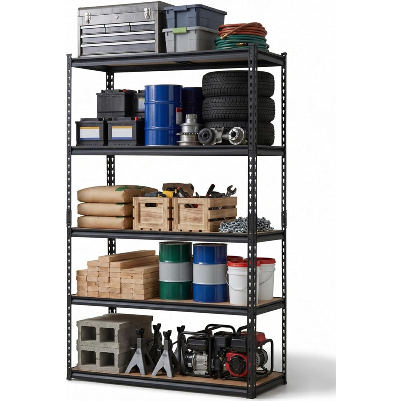 Étagère de rangement, 36 48 60 W, tablettes utilitaires en acier au carbone, capacité de charge de 2 500 lb, tablette de garage autoportante réglable en métal pour garde-manger, sous-sol, entrepôt, robuste