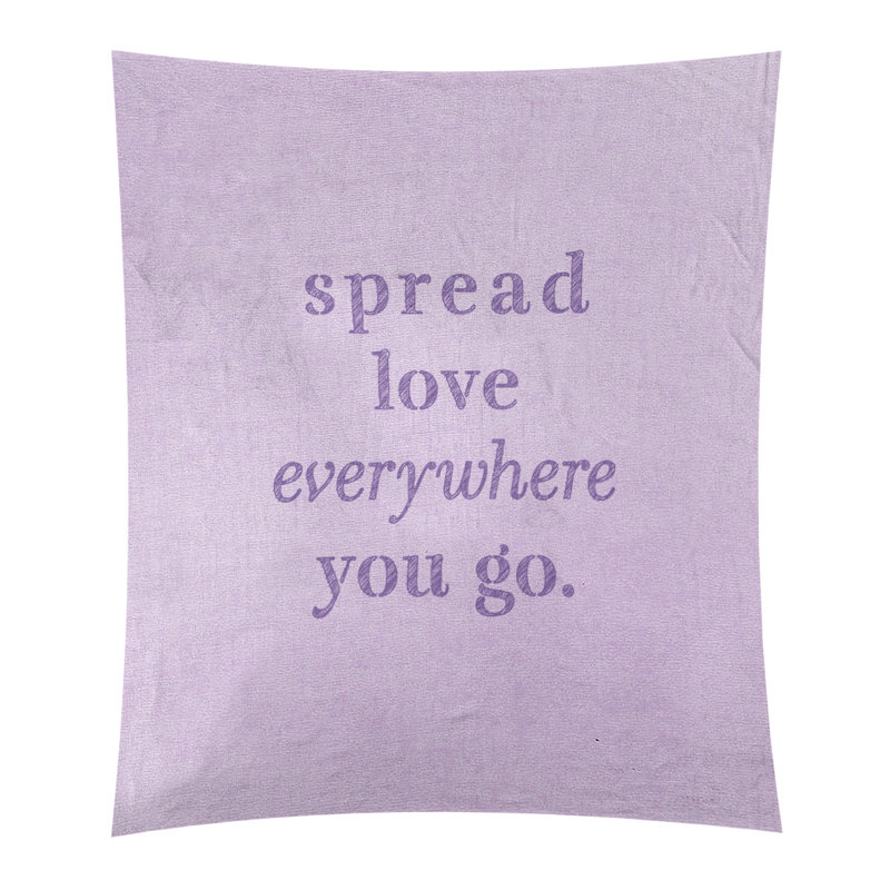 Tapisserie de polyester à l’quoted love quot, H 80 po x l 68 po, Mauve