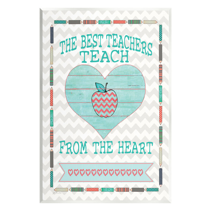 «Teach from the Heart School» par Sally Swatland - impression, H 15 po x l 10 po x P 0,5 po, Bois