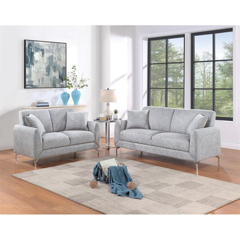 Élégante causeuse en tissu 2 pièces, Gris clair