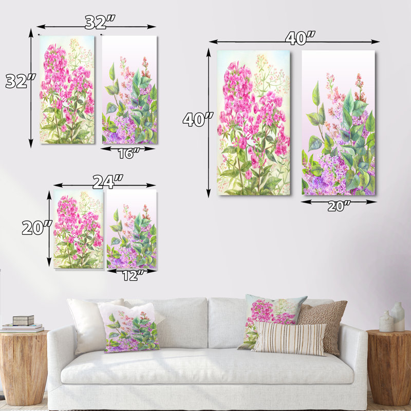 Fleurs de lilas mauves - ensemble de 2 peintures sur toile, Toile tendue, H 20 po x l 24 po x P 1 po