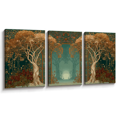 Art de la forêt enchantée Art Nouveau, photos de salon, impression sur toile encadrée, 2 pièces