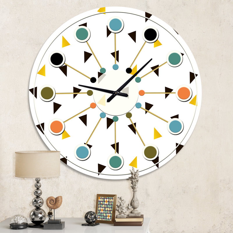 Horloge murale moderne Mid-Century tendance noire et dorée tendance, Moyenne