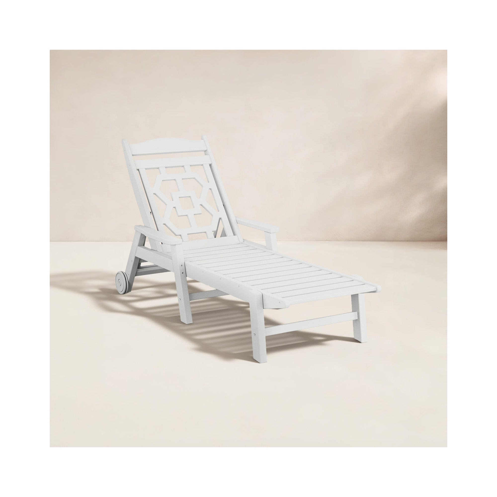 Chinoiserie Outdoor Chaise Lounge, White