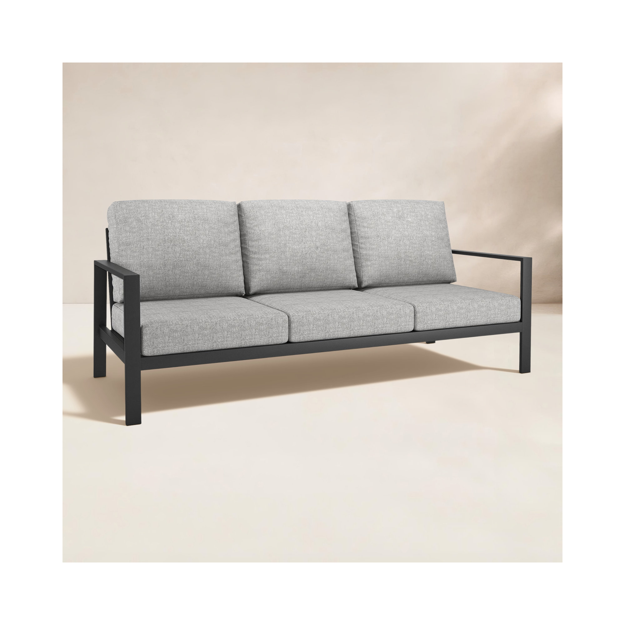 Townsend 80'' Wide Outdoor Patio Sofa with Sunbrella Cushions, Canvas Granite Sunbrella® Canvas