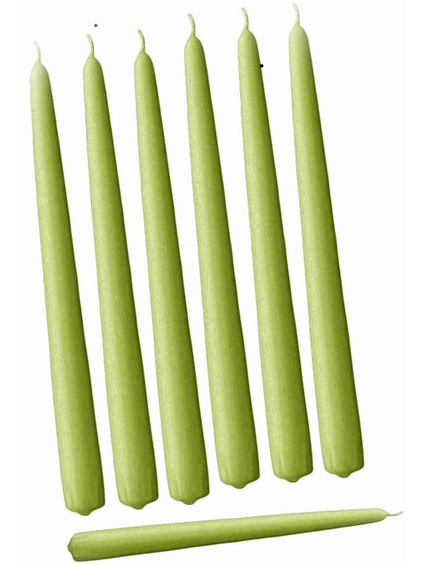 Unscented Taper Candle, 10" H x 0.875" W x 0.875" D, Frehenti  Green