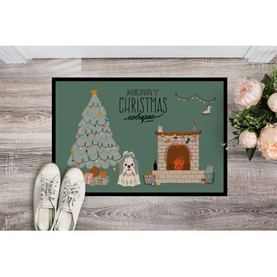 Tapis d'intérieur ou d'extérieur Jacquiline Blue Bedlington Terrier Christmas 24X36 CK7653JMAT_Dog