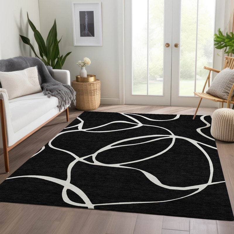 Premium Machine Washable Corum AMF999 Swirls Rug, Rectangle 10 pi x 14 pi