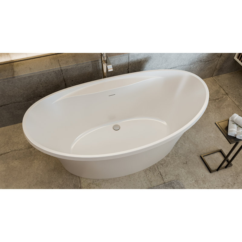DreamLine Continuum 66 in. L x 36 in. W x 27 3/8 in. H Acrylic Double Slipper Freestanding Tub, Polished Nickel