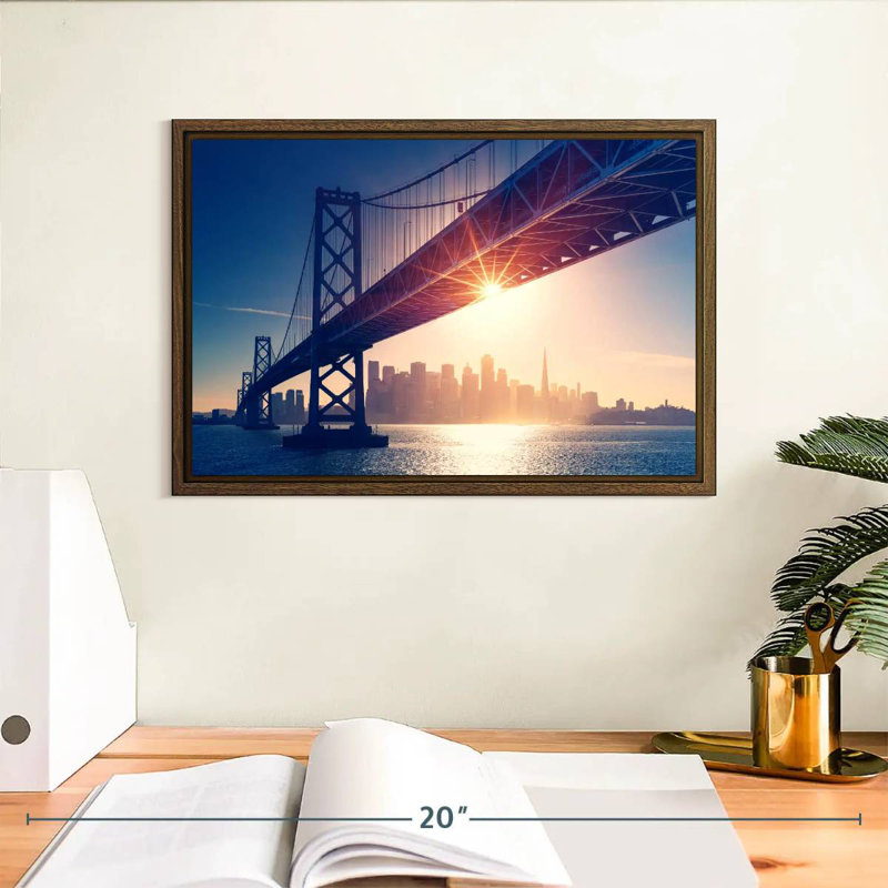 Bay Bridge, 13 po x 9 po, Cadre flottant noyer
