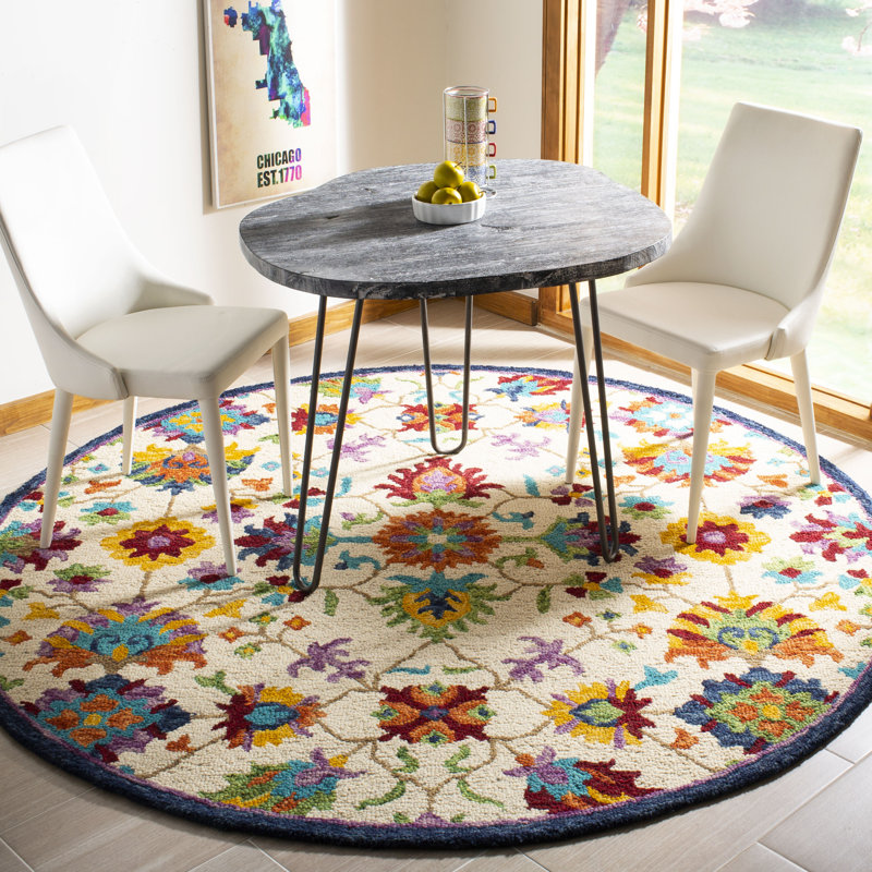 Tapis oriental en laine touffeté à la main Physter, Rond 7 pi