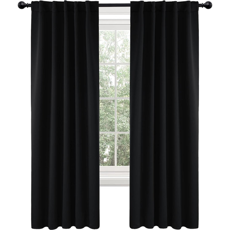 Blackout Curtain Pair, Black, 42" W x 84" L