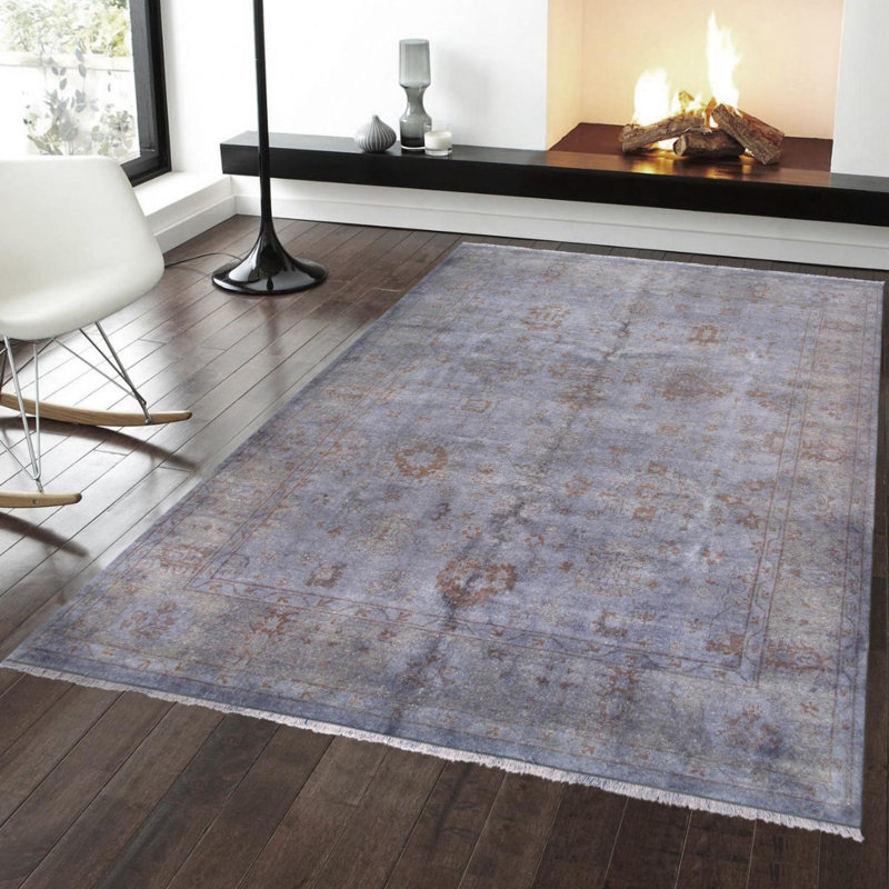 Tapis gris oriental en laine / coton 7 pi 10 po x 9 pi 4 po Oriental