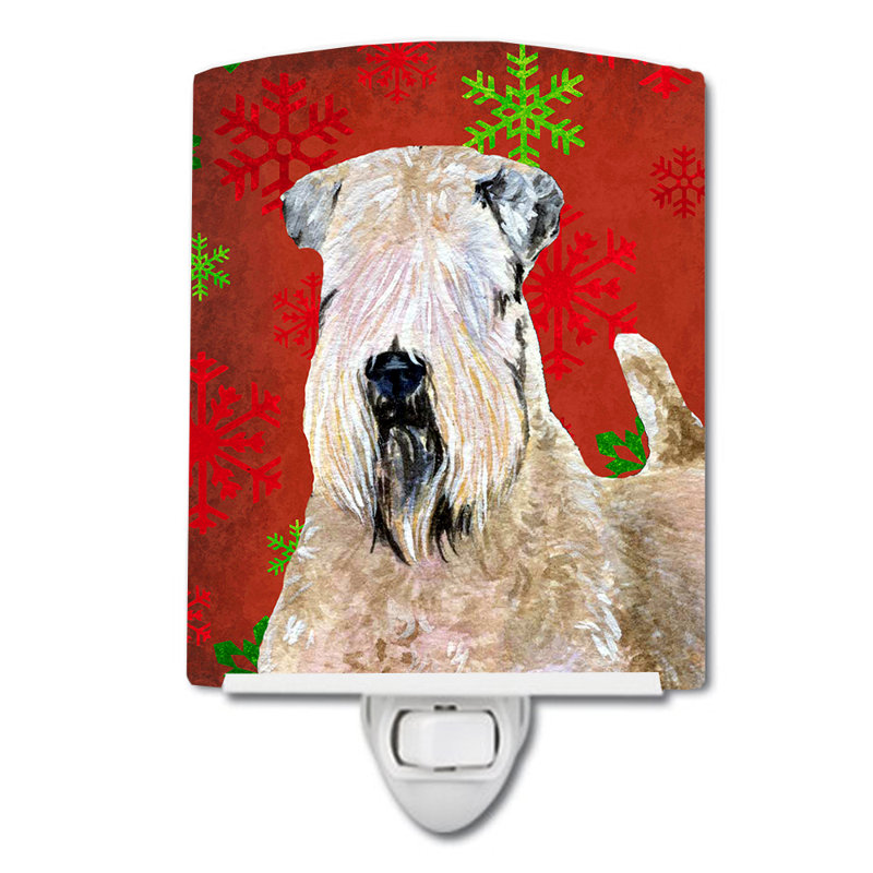 Wheaten Terrier Soft Coated Snowflakes Holiday Christmas Ceramic Night Light