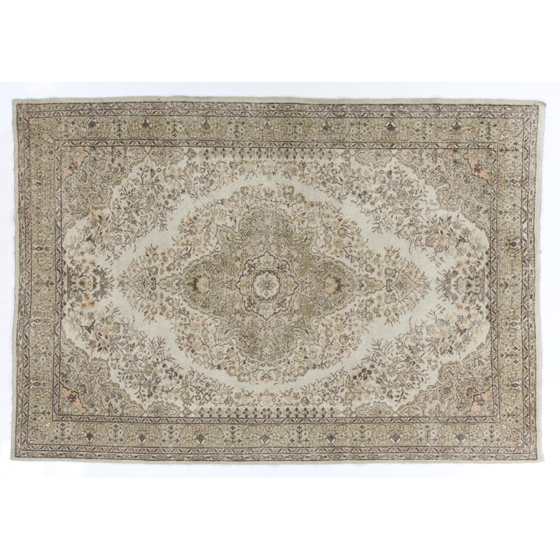 Tapis anatolien noué à la main de couleurs neutres. Tapis Oushak rétro