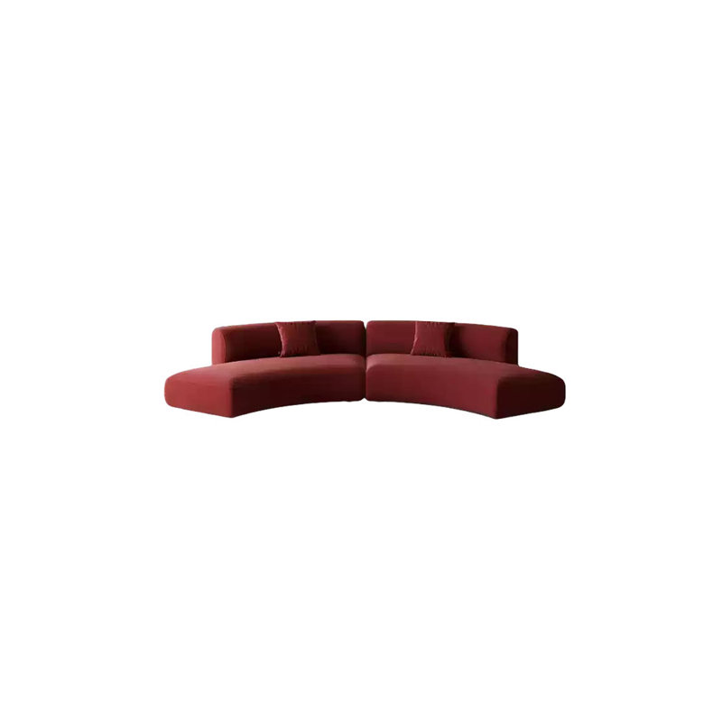 Canapé courbé semi-circulaire rouge vin, H 27,56 po x l 125,98 po x P 25,59 po, 5