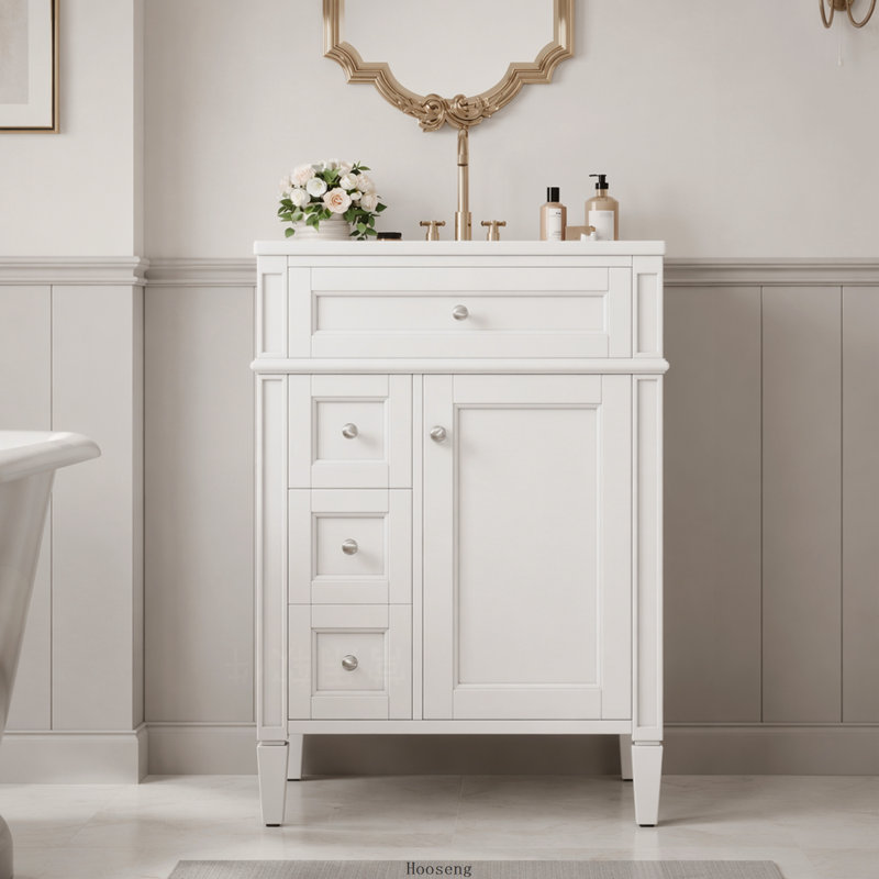 Meuble-lavabo 24 po avec lavabo supérieur, meuble-lavabo moderne avec 2 tiroirs et un tiroir basculant, meuble-lavabo simple