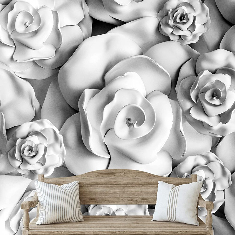 Adhésif mural collage fleur rose, L 66 po x l 96 po