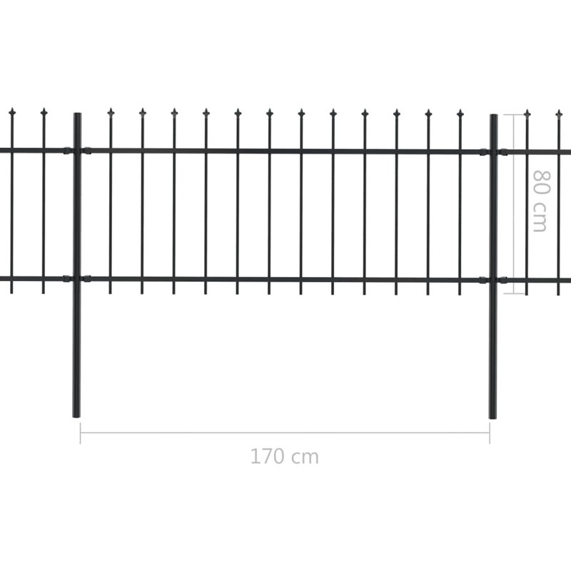 Vittoria 80cm H x 53cm W Black Metal Border Fence